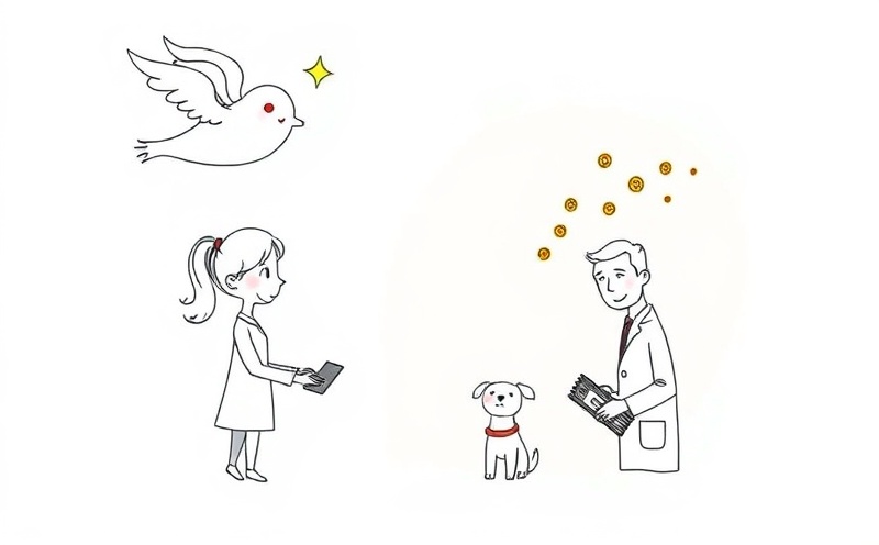 Pet insurance reimbursement process showing money flow from vet to owner